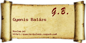 Gyenis Balázs névjegykártya